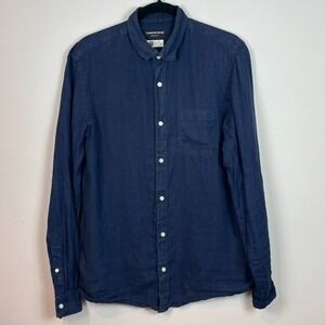 Country Road Regular Fit Baird McNutt 100% Irish Linen Blue Mens Button Shirt SM